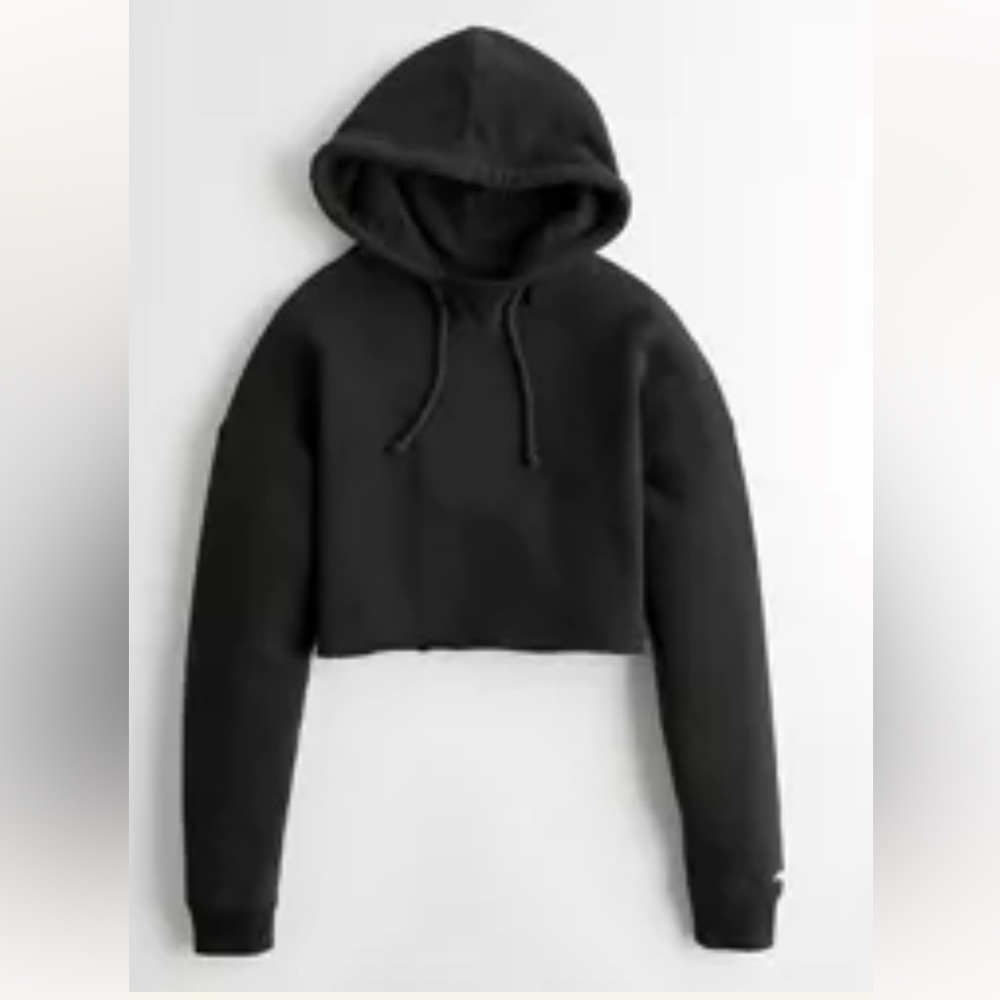 Hollister Black Cutoff Cropped Hoodie